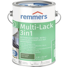 Remmers Multi Lack 3 in 1 Wetterschutzfarbe und Metallschutzlack in Moosgrün RAL 6005, 2,5 Liter Gebinde für Holz, Metall und Kunststoff.