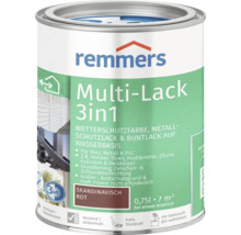 Remmers Multi Lack 3in1 Wetterschutzfarbe in Skandinavisch Rot, 0,75 Liter Dose für Holz, Metall und Kunststoff.