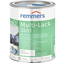 Remmers Multi-Lack 3in1 Wetterschutzfarbe für Holz, Metall und Kunststoff in Weiß RAL 9016, 0,75 Liter Dose.