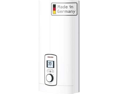 Stiebel Eltron elektronischer Durchlauferhitzer mit Display und Drehregler, Made in Germany.