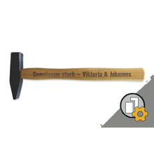 Schlosserhammer mit Holzstiel und personalisierter Gravur Gemeinsam stark Viktoria und Johannes