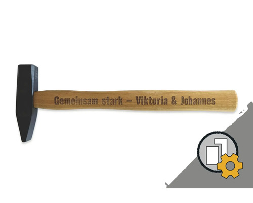 Schlosserhammer mit Holzstiel und personalisierter Gravur Gemeinsam stark Viktoria und Johannes