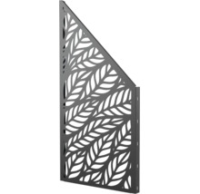 Metall Sichtschutzelement mit Blattmuster diagonal abgeschrägt zur Gartenabtrennung