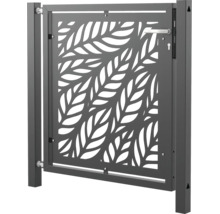 Gartentor aus Metall mit modernem Blattmotiv, inklusiv Türgriff und Schloss, für den Garten- und Außenbereich.