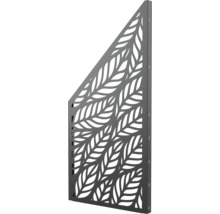 Metall Sichtschutzelement mit Blattmuster und abgeschrägter Oberkante als Garten Trennwand oder Dekorpaneel