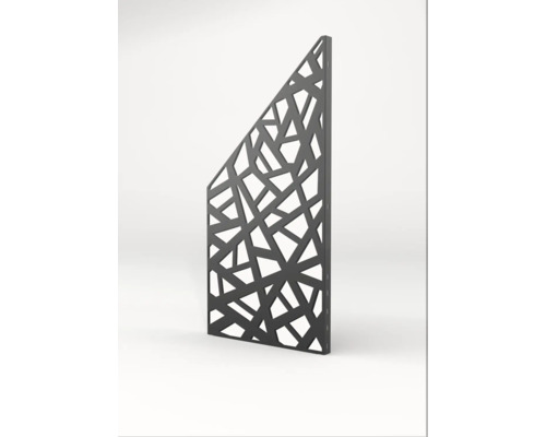 Geometrisches Sichtschutzelement aus Metall mit modernem Muster und abgeschrägter Kante für den Garten
