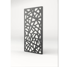 Rechteckiges Sichtschutzelement aus Metall mit modernem, geometrischem Gittermuster als Gartenpaneel.