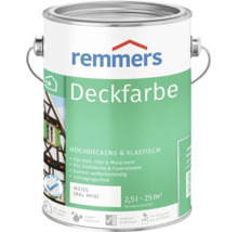 Remmers Deckfarbe weiß 2,5 Liter Gebinde für Holz, Putz und Mauerwerk sowie Zinkbleche und Faserzement für innen und außen.