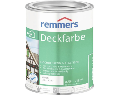 Remmers Deckfarbe weiss 0.75 Liter fuer Holz Putz Mauerwerk Zinkblech und Faserzement fuer innen und aussen