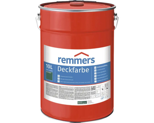 Remmers Deckfarbe in Flaschengruen, 10 Liter Gebinde, wetterfeste Schutzfarbe fuer Holz und Metall im Aussenbereich.
