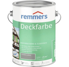 Remmers Deckfarbe in Dunkelgrau, 2,5 Liter Gebinde für Holz, Putz, Mauerwerk, Zinkblech und Faserzement, wetterbeständig für innen und außen.