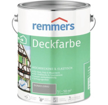 Remmers Deckfarbe in Dunkelgrau, 5 Liter Farbbehälter für Holz, Putz, Mauerwerk und Zinkblech für Innen und Außen, wetterbeständig.