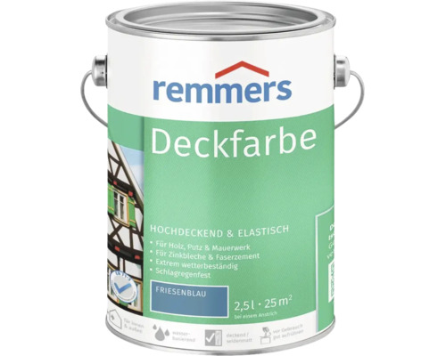 Remmers Deckfarbe Friesenblau 2,5 Liter Wetterschutzfarbe für Holz und Mauerwerk