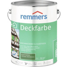 Remmers Deckfarbe in Blattgrün, 5 Liter Eimer, deckende Farbe für Holz, Putz, Mauerwerk, Zinkblech und Faserzement, wetterbeständig.