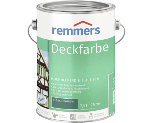 Remmers Deckfarbe Flaschengrün 2,5 Liter für Holz, Putz und Mauerwerk