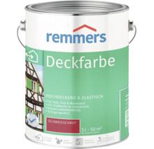 Remmers Deckfarbe Schwedischrot 5 Liter für Holz Putz und Mauerwerk sowie Zinkbleche wetterbeständig wasserbasiert seidenglänzend