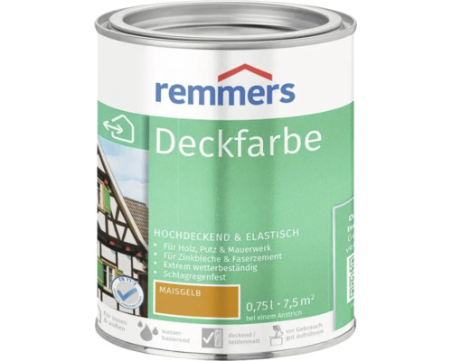 Remmers Deckfarbe Maisgelb 0,75 Liter für Holz Putz Mauerwerk Zinkblech und Faserzement