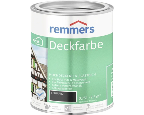 Remmers Deckfarbe schwarz 0,75 Liter für Holz Putz Mauerwerk und Zinkbleche