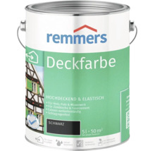 Remmers Deckfarbe schwarz 5 Liter für Holz, Putz, Mauerwerk, Zinkbleche und Faserzement, wetterbeständig und schlagregenfest.