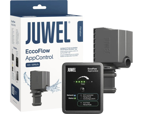 Juwel EccoFlow AppControl Aquarienpumpe mit Steuergerät in Originalverpackung zur Steuerung der Filterleistung per Smartphone Anwendung.