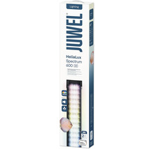 JUWEL HeliaLux Spectrum 600 2.0 LED Aquarienleuchte in Verpackung mit technischen Spezifikationen und Hinweisen für Fische und Pflanzen.