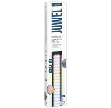 Juwel HeliaLux Spectrum 700 2.0 LED Aquariumleuchte mit vollem Lichtspektrum und zwei Diskusfischen auf der Verpackung.