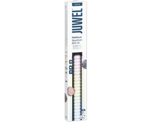 Juwel HeliaLux Spectrum 800 2.0 LED Aquariumleuchte in Originalverpackung mit Abbildung von Aquarienfischen