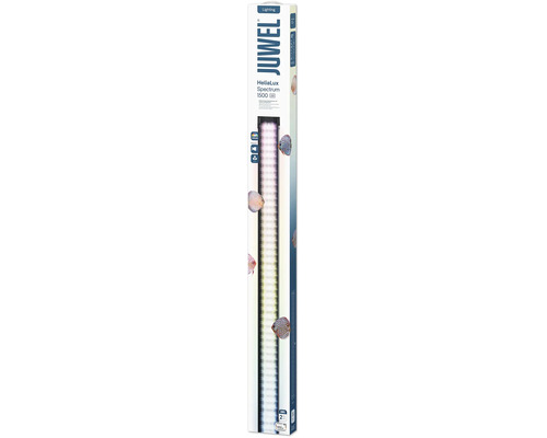 Juwel HeliaLux Spectrum 1500 2.0 LED Aquarienleuchte in der Verpackung mit technischer Spezifikation und Fischmotiven