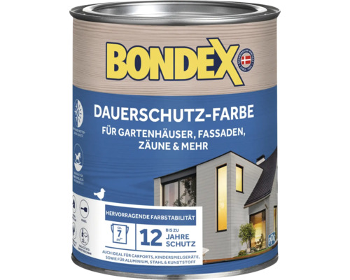 Bondex Dauerschutzfarbe für Gartenhäuser und Fassaden, wetterfeste Holzfarbe für zwölf Jahre Schutz auf Metall, Kunststoff und Holz.