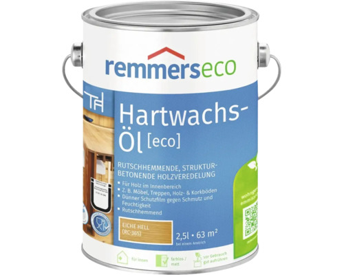 Remmers eco Hartwachsöl Eiche hell 2,5 Liter für den Innenbereich zum Schutz von Holz Möbeln Treppen und Böden