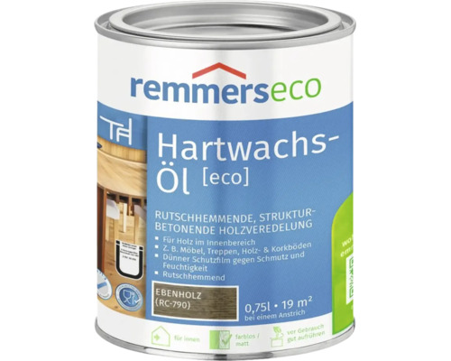 Remmers eco Hartwachsöl Ebenholz 0,75 Liter für Holz im Innenbereich zur Veredelung von Möbeln, Treppen sowie Holz- und Korkböden