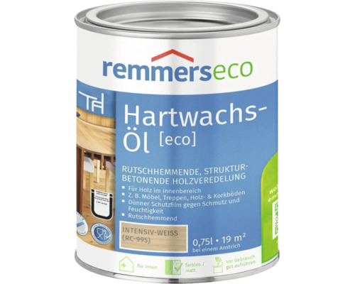 Dose Remmers Eco Hartwachs Oel fuer Holz im Innenbereich in intensiv weiss 0,75 Liter zur Oberflaechenveredelung von Moebeln und Boeden