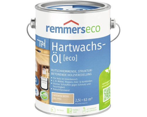 Dose Remmers Eco Hartwachs Oel fuer Holz im Innenbereich 2,5 Liter intensiv weiss
