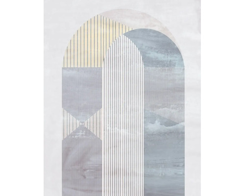 Wandbild mit abstraktem Torbogenmotiv und geometrischen Linienmustern im modernen Stil