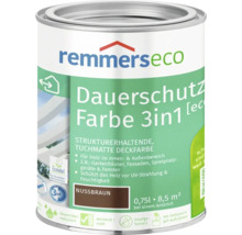 Dose Remmers Eco Dauerschutz Farbe 3 in 1 nussbraun für Holz im Innen und Außenbereich 0,75 Liter