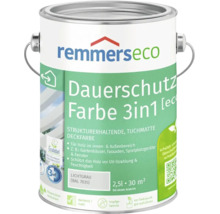 Remmers Eco Dauerschutz Farbe 3 in 1 Lichtgrau Holzfarbe fuer innen und aussen 2,5 Liter