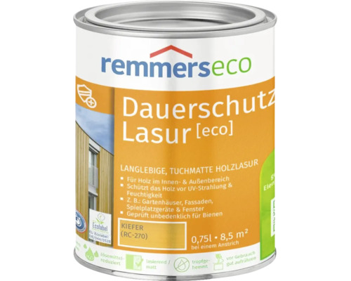 Dose Remmers Dauerschutz Lasur eco Kiefer 0,75 Liter für Holz im Innen und Außenbereich