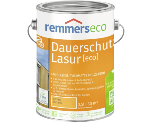 Remmerseco Dauerschutzlasur Eco Kiefer 2,5 Liter Holzschutzlasur für den Innen und Außenbereich