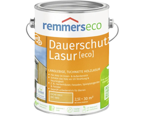Dose Remmers Eco Dauerschutzlasur Eiche hell 2,5 Liter für Holz innen und außen.