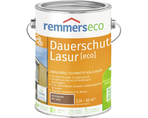 Remmers eco Dauerschutzlasur Nussbaum für Holz im Innen und Außenbereich 2.5 Liter Dose