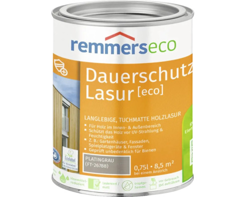 Remmers eco Dauerschutzlasur Platingrau 0,75 Liter Holzanstrich für innen und außen