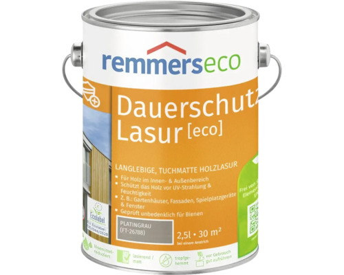 Remmers Eco Dauerschutzlasur Platingrau 2,5 Liter für Holz im Innen und Außenbereich