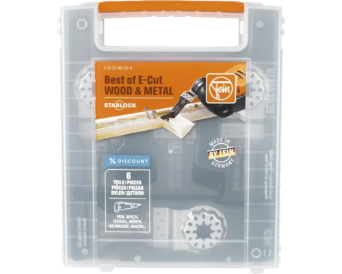 Fein Best of E Cut Wood and Metal Starlock Saegeblatt Set mit 6 Teilen in Kunststoffkoffer