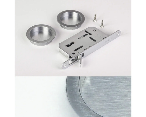 Schiebetürschloss Set mit Einlassmuscheln und Schrauben aus Metall
