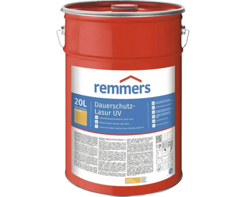 Remmers Dauerschutz Lasur UV 20 Liter Eiche hell im Metallgebinde für Holzschutz im Außenbereich