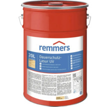 Remmers Dauerschutz Lasur UV in 20 Liter Gebinde, lösemittelbasierte Holzlasur für Außenbereiche zum Schutz vor UV Strahlung.