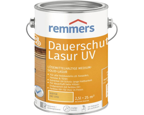 Remmers Dauerschutz Lasur UV Kiefer 2,5 Liter loesemittelhaltige Holzlasur fuer den Aussenbereich