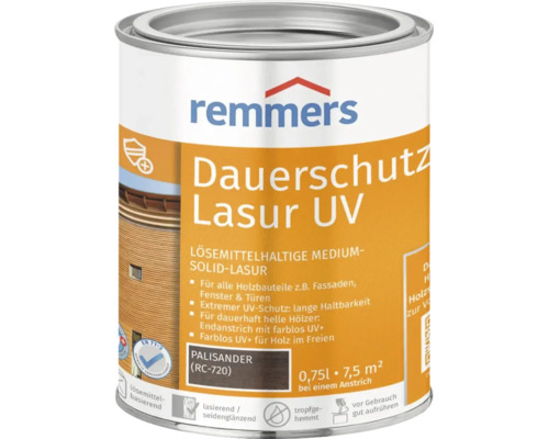 Dose Remmers Dauerschutz Lasur UV Palisander 0,75 Liter für Holzoberflächen im Außenbereich für Türen Fenster und Fassaden