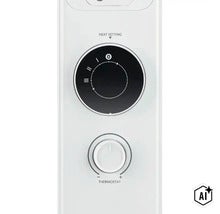Bedienfeld eines Heizgeräts mit Drehreglern für Heizstufen und Thermostat (Image AI modified or generated)