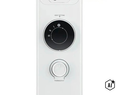 Bedienfeld eines Heizgeräts mit Drehreglern für Heizstufen und Thermostat (Image AI modified or generated)